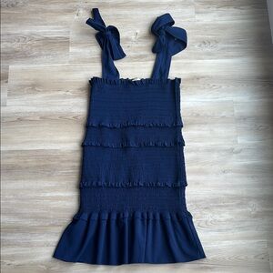 Navy Blue Ruffled Dress